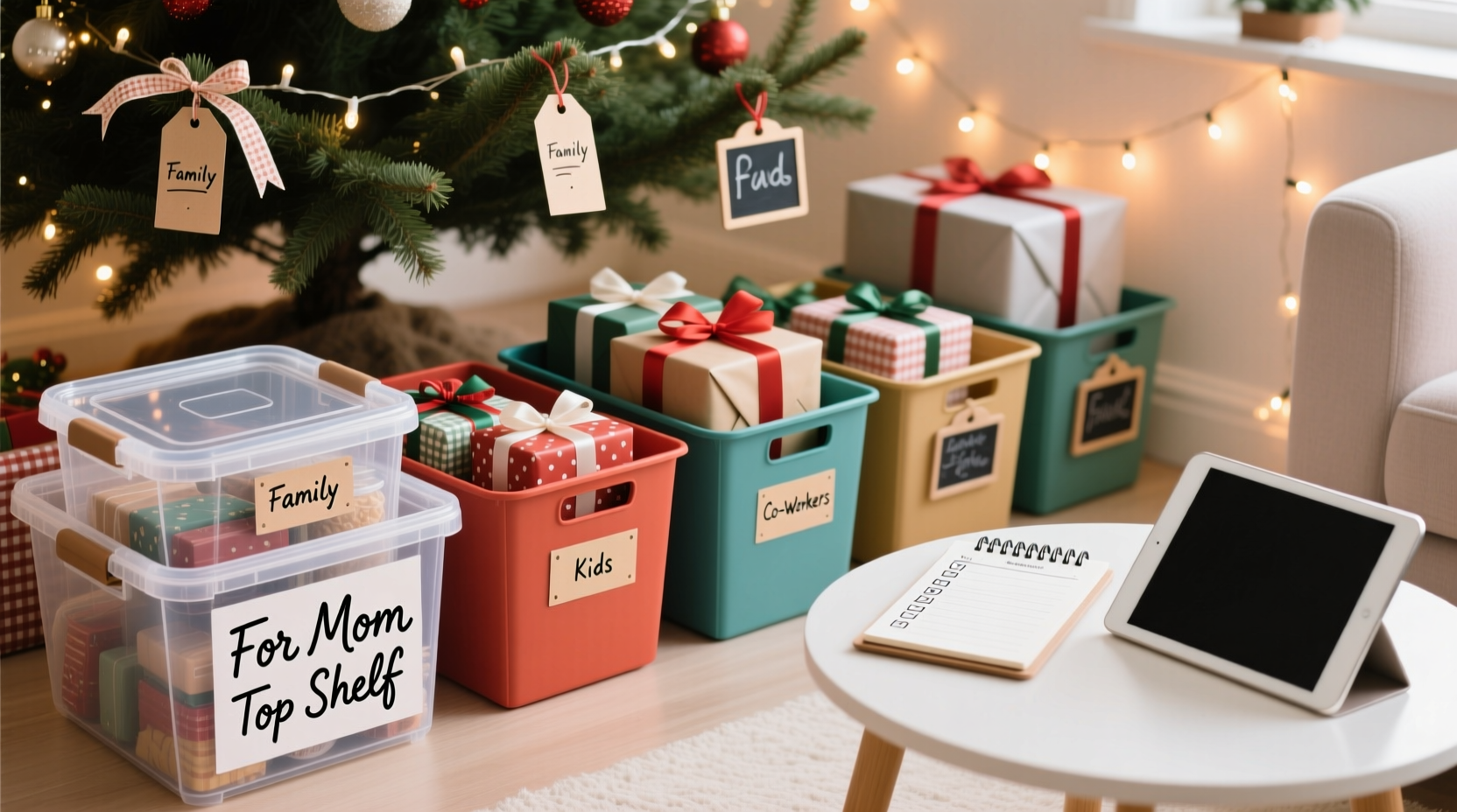 how to organize your christmas gift stash so nothing gets forgotten under the tree