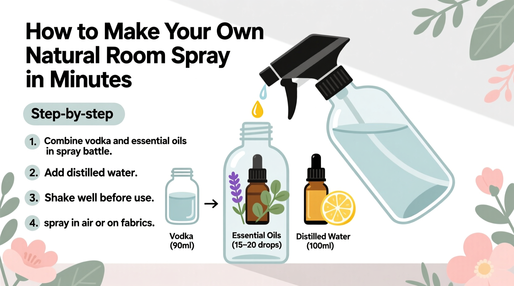 how to make your own natural room spray using essential oils and vodka in minutes