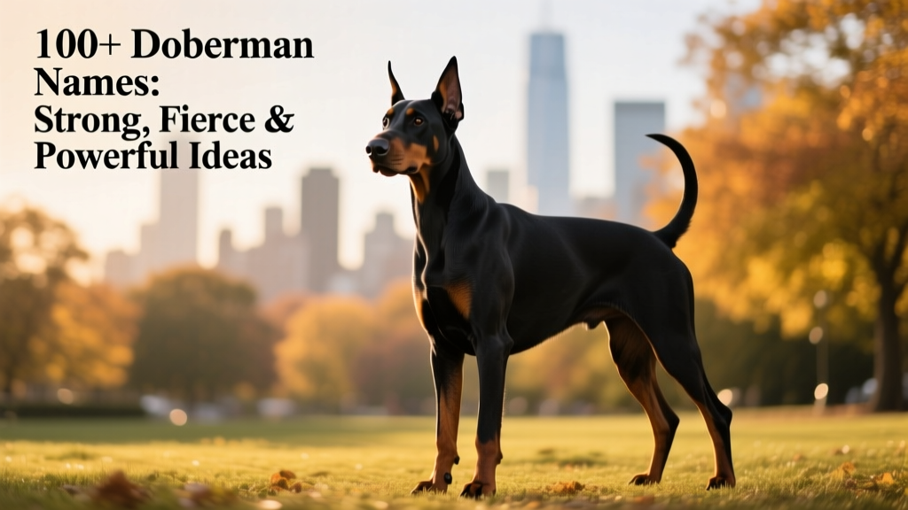 A confident, well-groomed Doberman standing alert outdoors, showcasing its sleek coat and poised stance