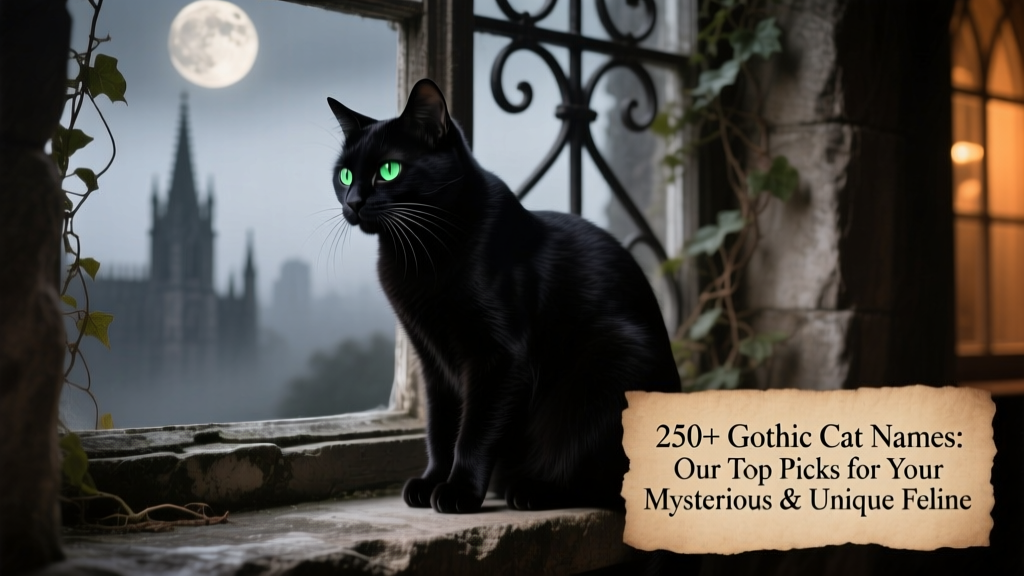 A sleek black cat gazing mysteriously from a moonlit windowsill