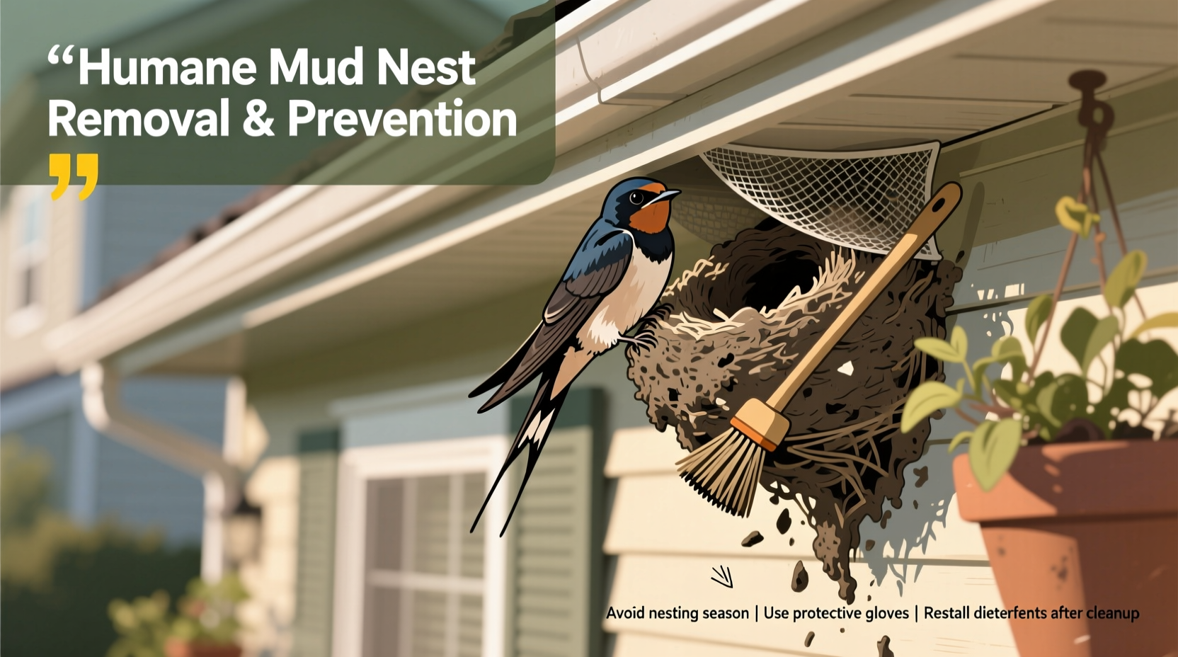 how to get rid of mud nest birds
