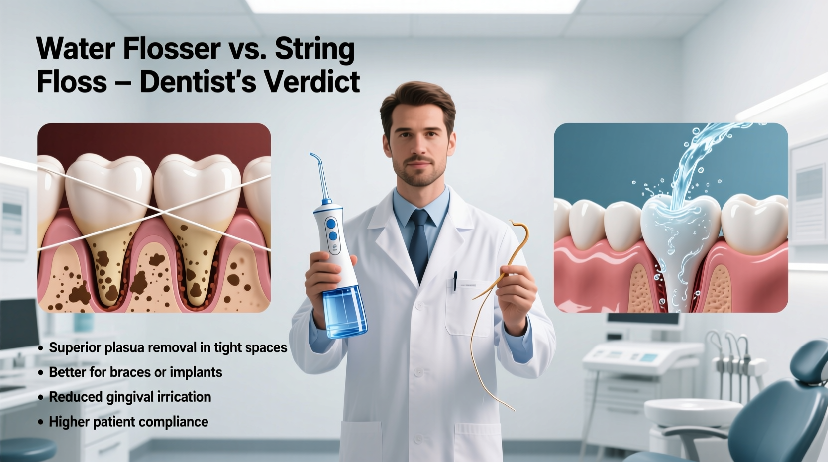 is a water flosser better than string floss for gum health dentist opinion
