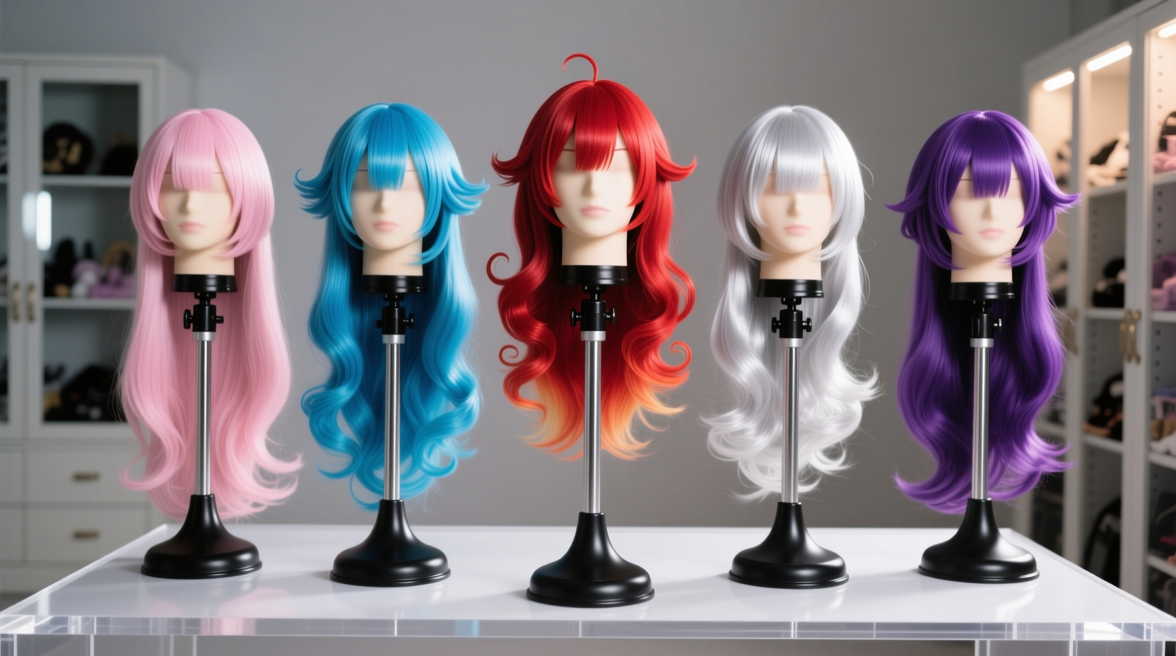 cosplay wig storage adjustable stand guide