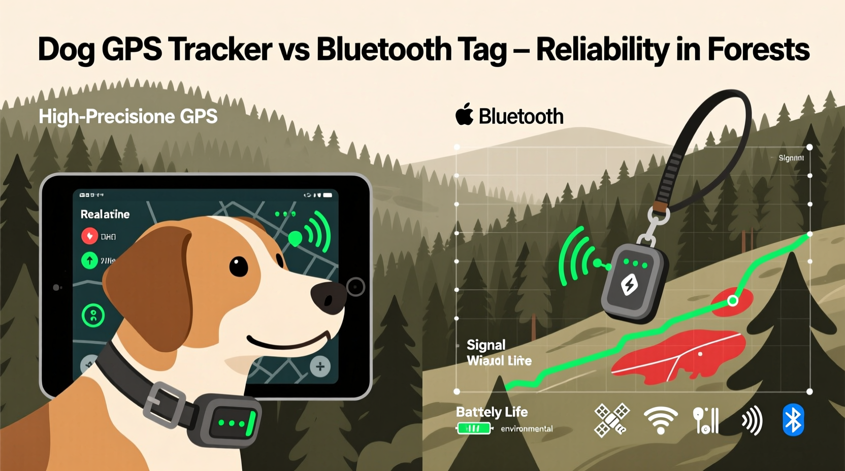 dog gps tracker vs bluetooth tag which gives more reliable location data in forests