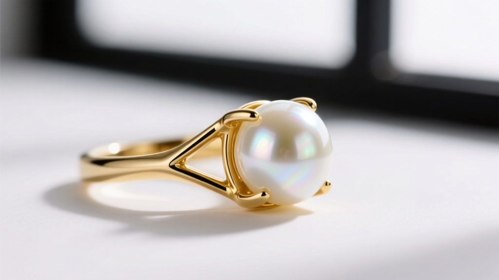 Side profile of 18k gold prong settings holding 10mm white South Sea pearls, highlighting the structural grip of the metal prongs