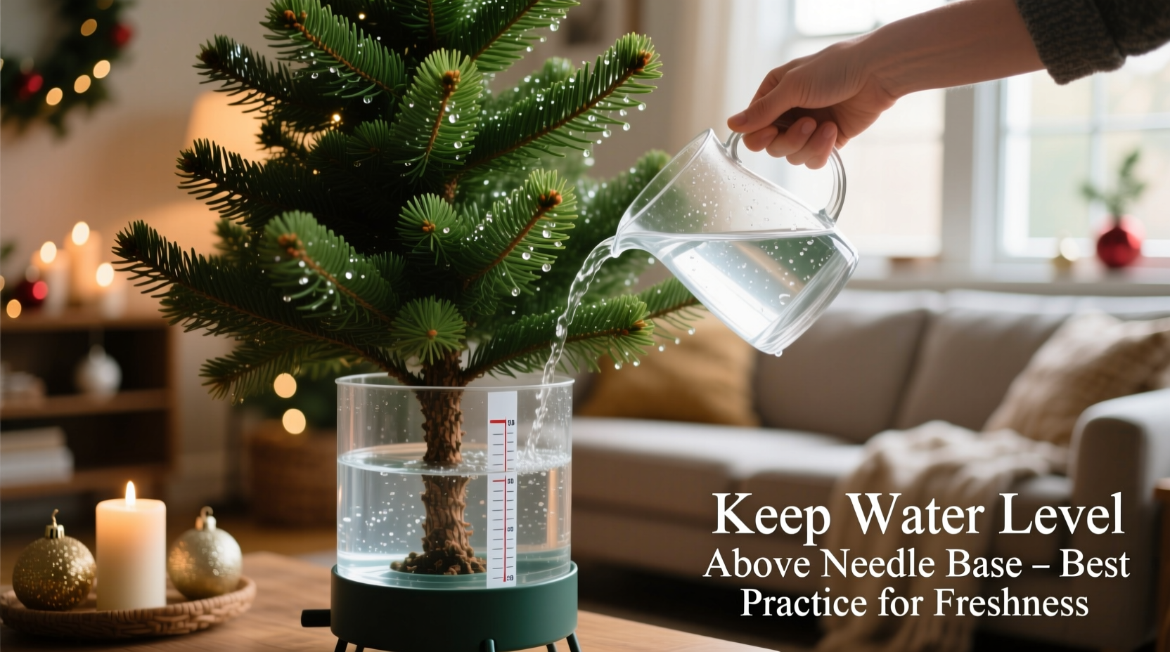 Best Practices For Watering A Real Christmas Tree To Extend Its Freshness, image size:1664x928