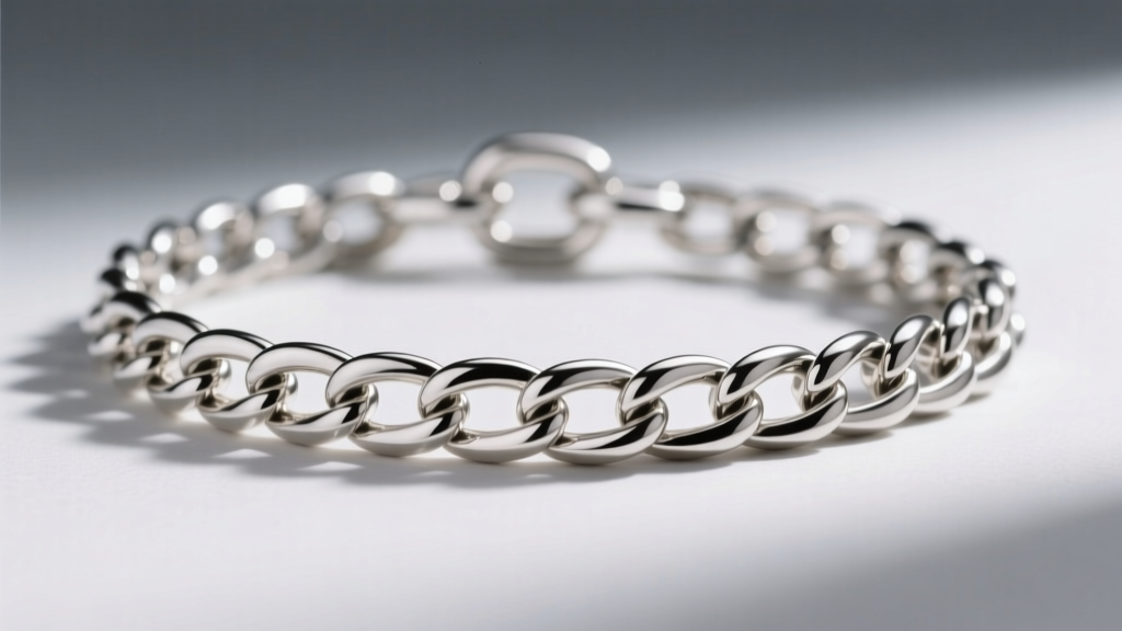 Macro photography of a 0.9mm sterling silver box chain with a small lobster clasp, highlighting the intricate link structure.