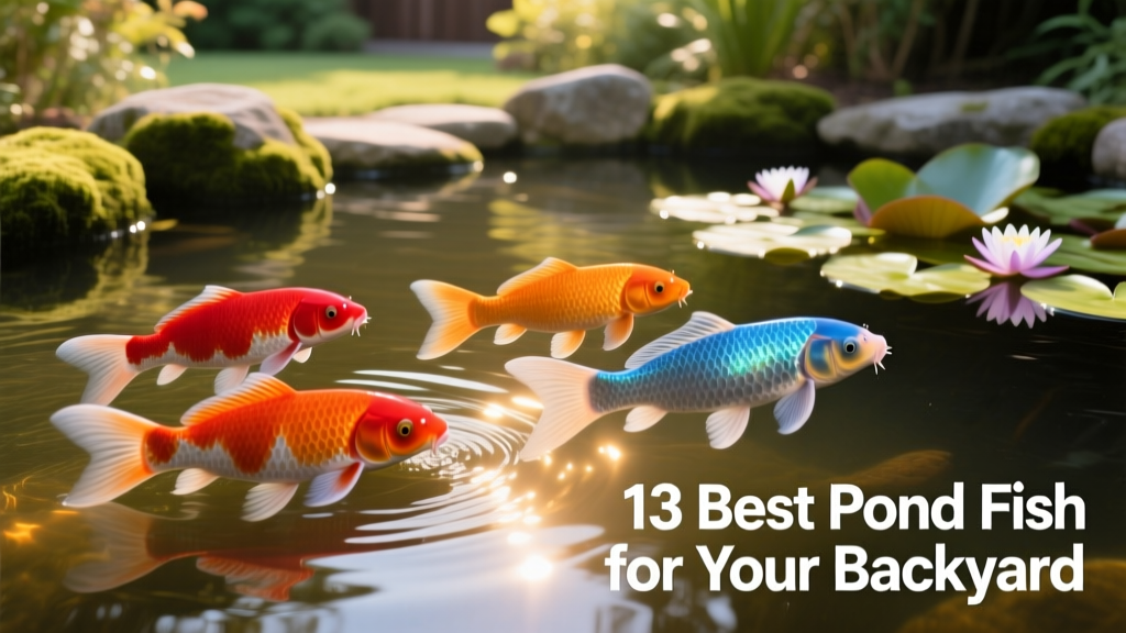 Vibrant koi swimming in a sunlit backyard pond