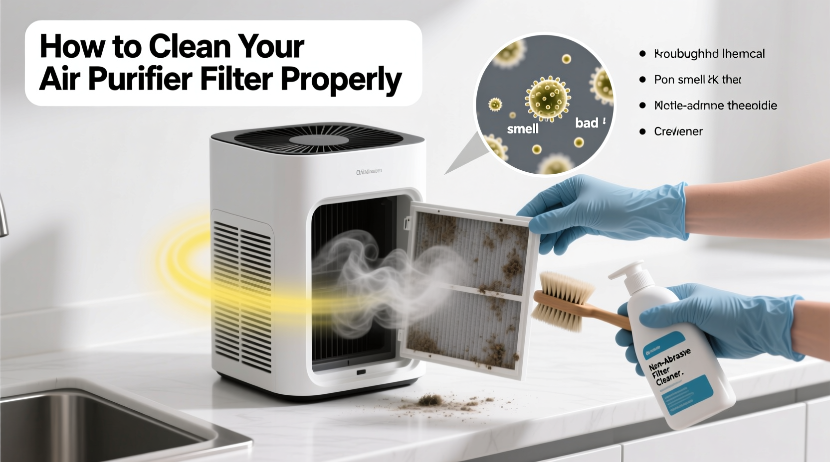 why does my air purifier smell weird and how to clean the filter properly