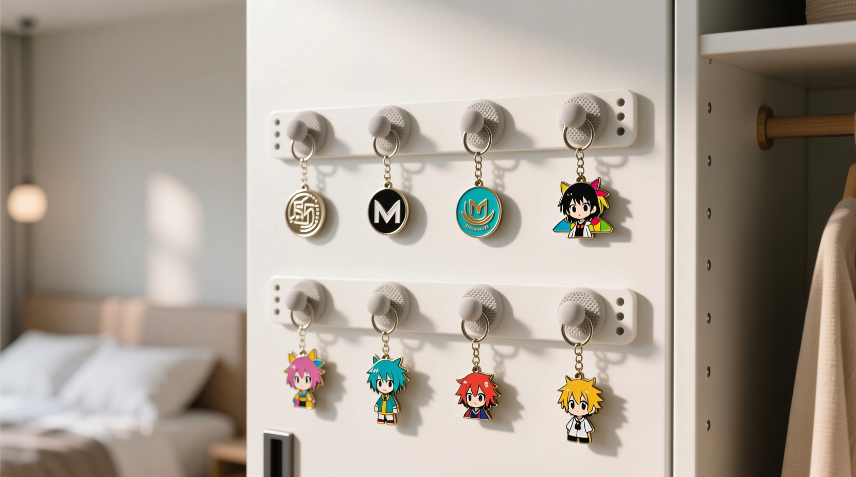 closet door anime keychain storage