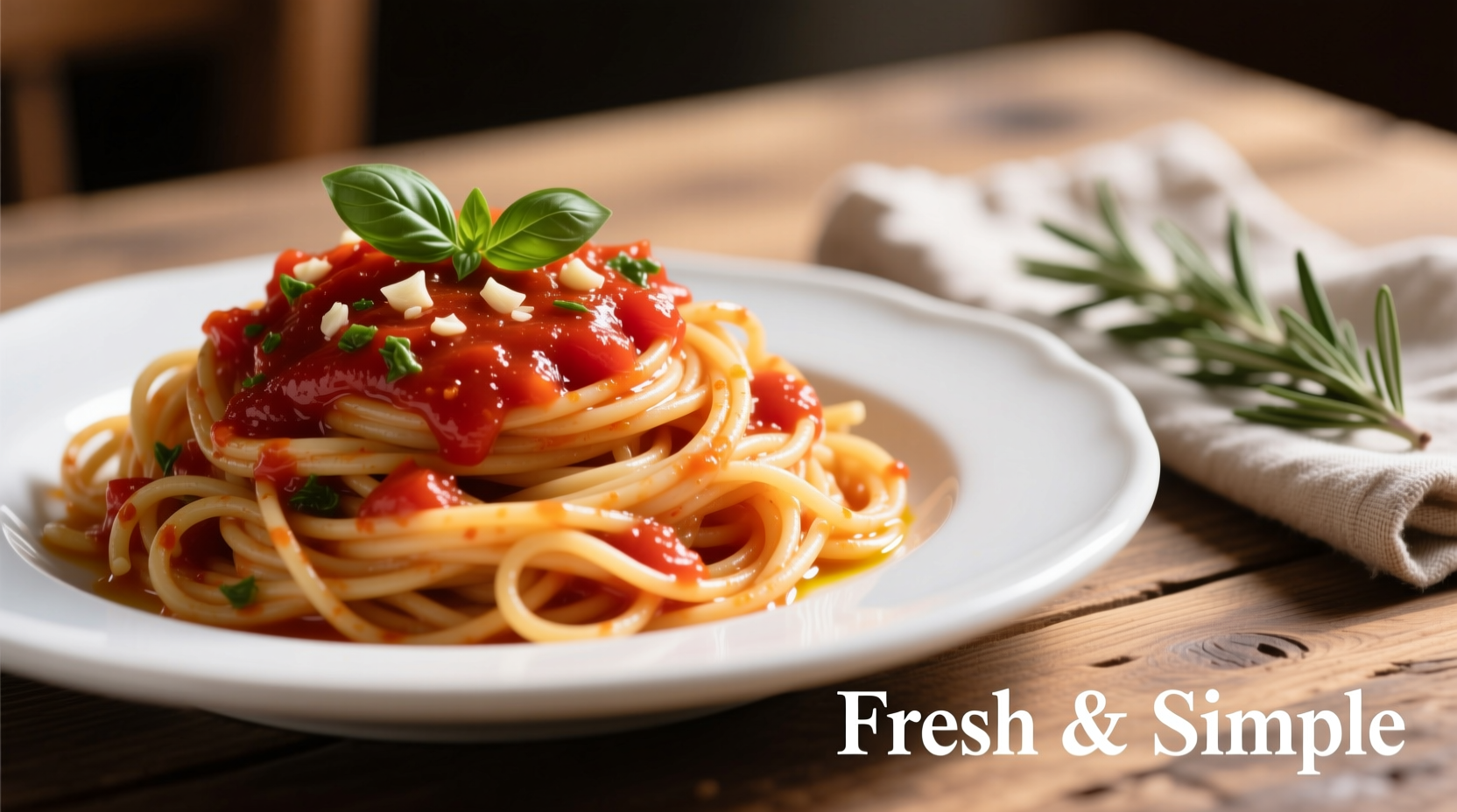 Fresh spaghetti with vibrant tomato sauce