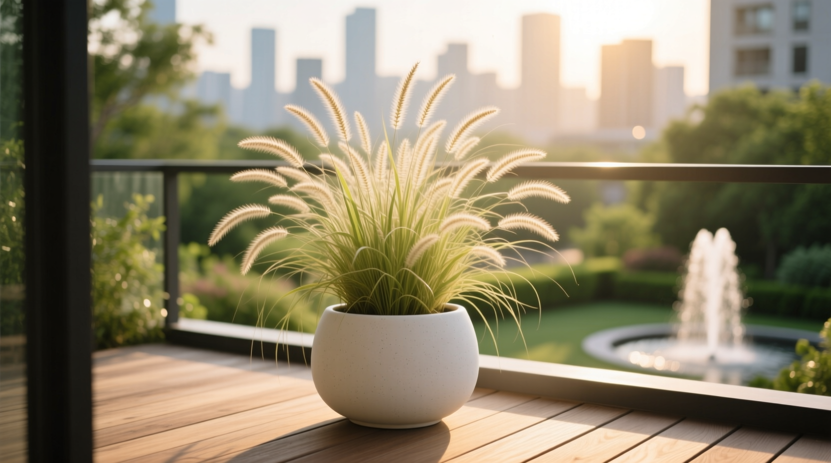 fountain grass in planter