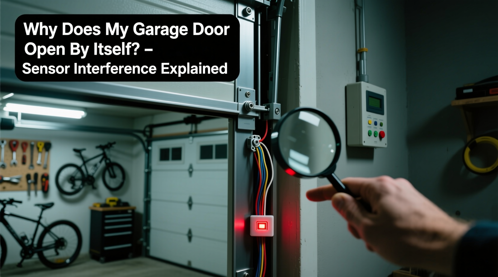why does my garage door open by itself sensor interference explained