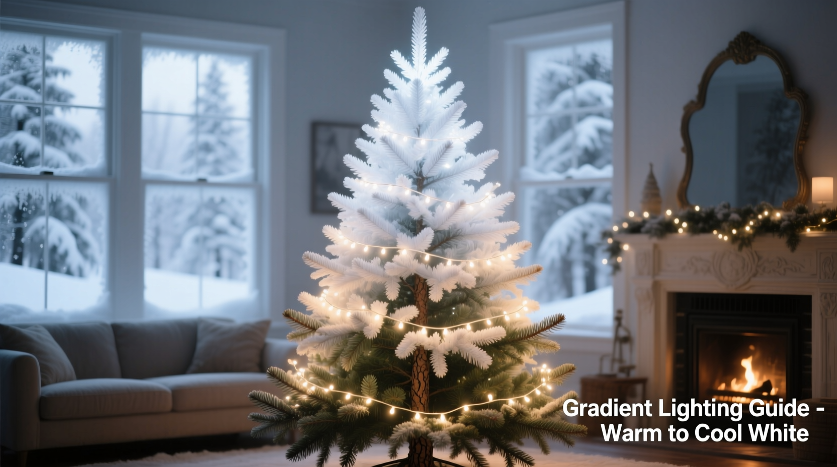 how to create a gradient lighting effect on a christmas tree using warm and cool whites