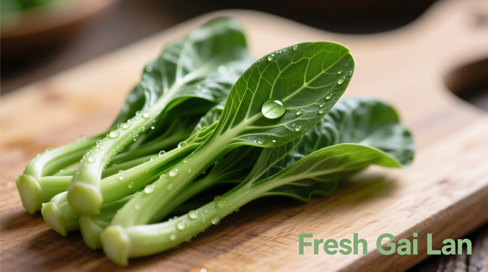 Fresh gai lan with crisp stems and vibrant green leaves