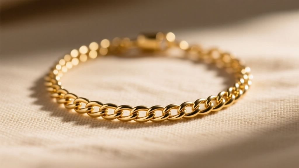 Close-up of a delicate 14k solid gold rope chain necklace resting on beige linen, illuminated by soft warm directional sunlight