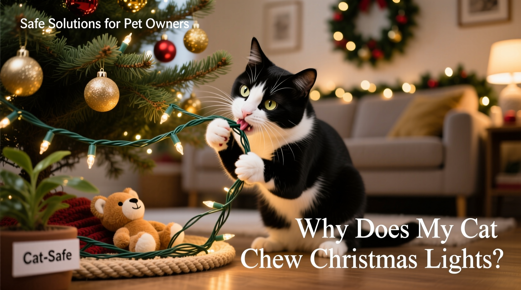 why does my cat chew on christmas light cords and how to stop it safely