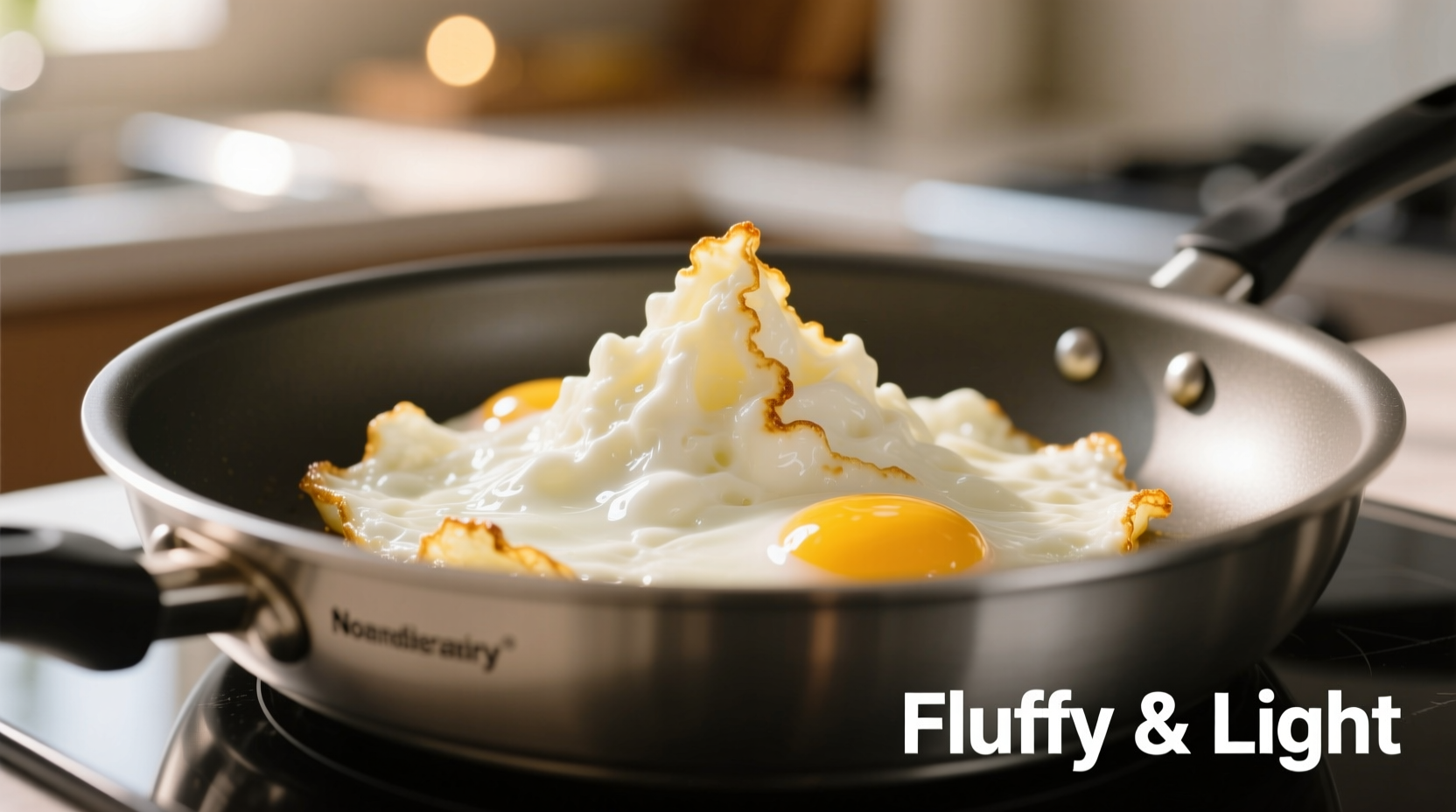 Fluffy scrambled egg whites in non-stick pan