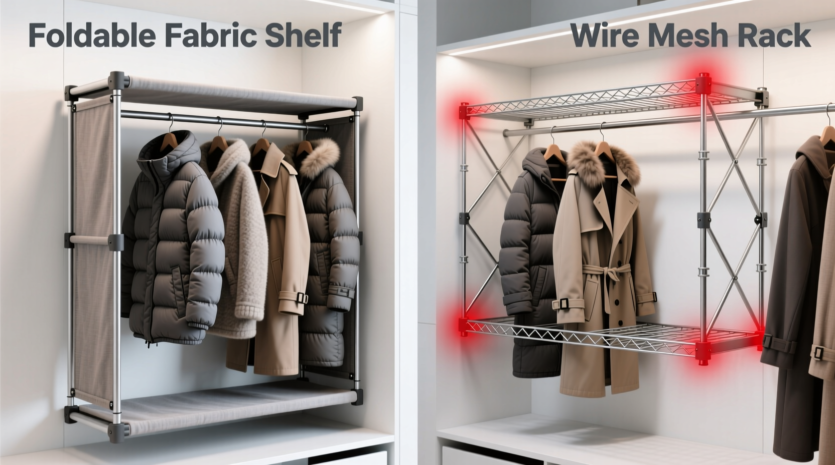 closet organization tips wire racks beat fabric shelves for heavy coats