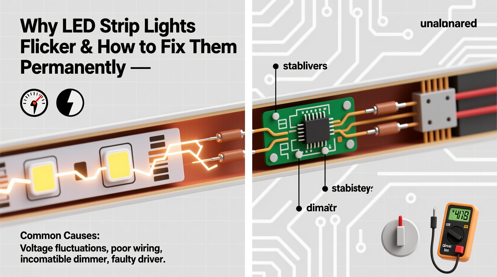 why do led strip lights flicker and how to fix them permanently