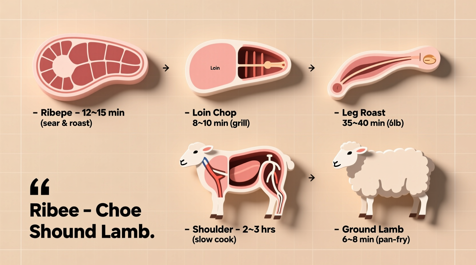 Lamb cuts chart showing cooking times