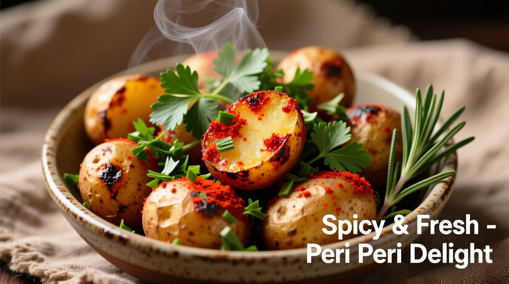 Crispy peri peri potatoes with fresh herbs