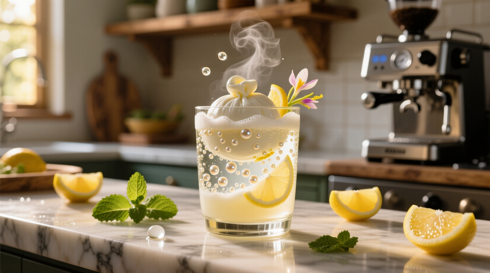 make frothy egg free cocktails using burrata water
