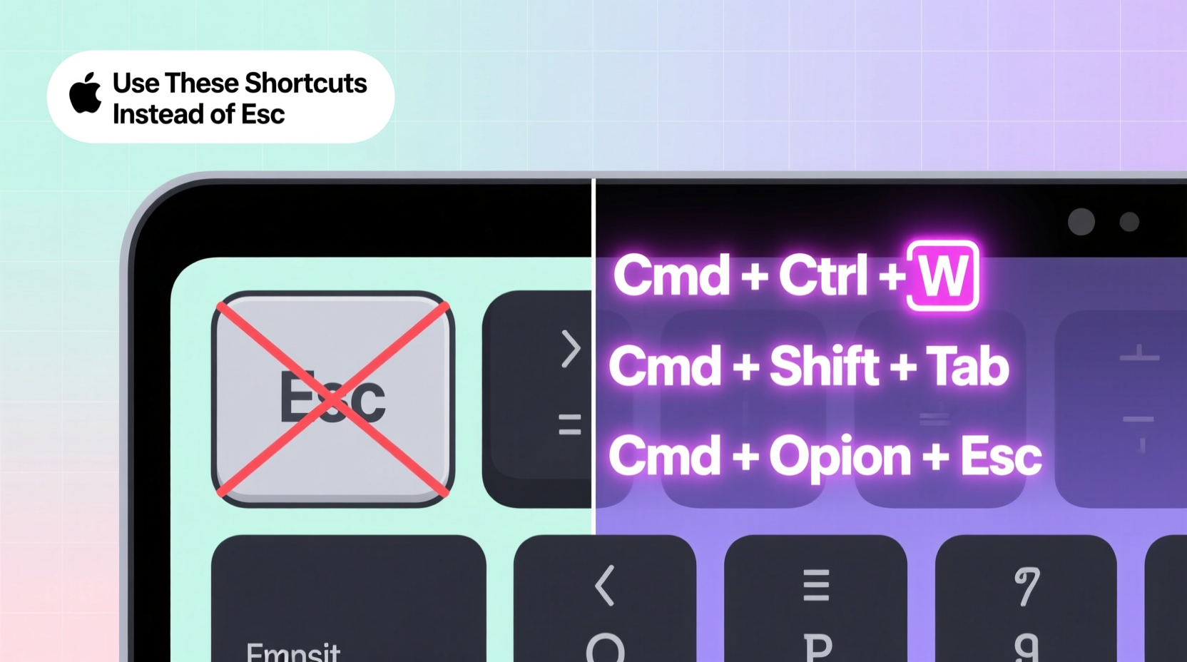 use these mac shortcuts instead of the esc key