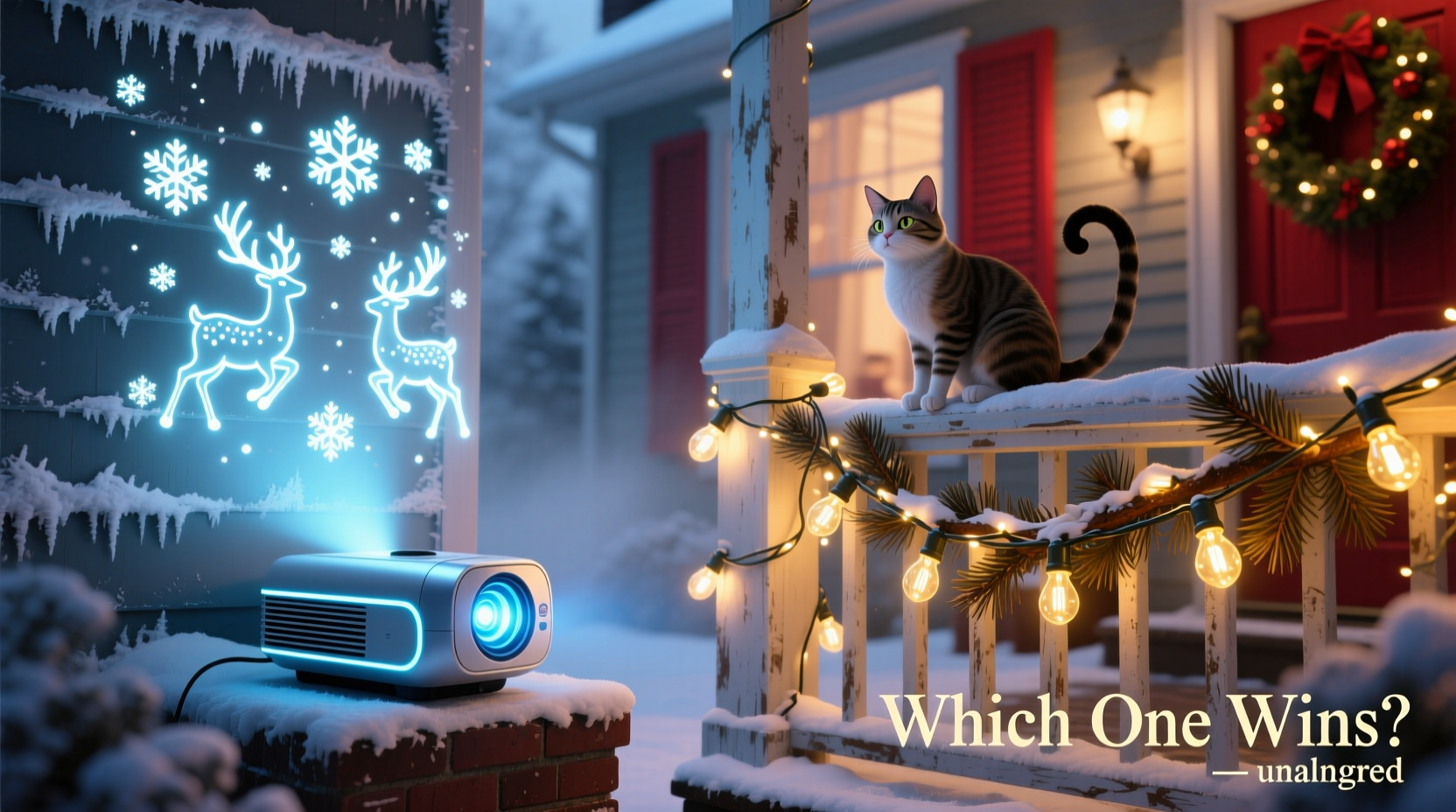 christmas light projectors vs real strings are neighbors judging your effort