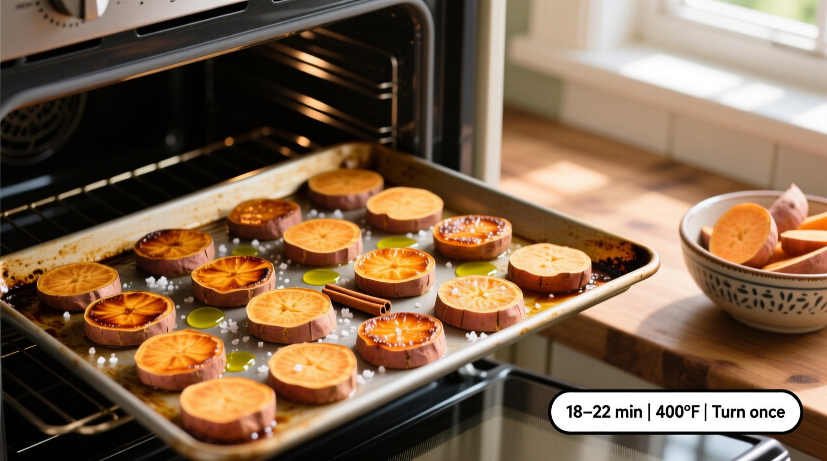 how long to cook sliced sweet potatoes in oven