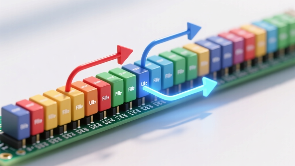 Diagram of Arduino 64-byte hardware serial buffer showing write and read pointers managing incoming UART data