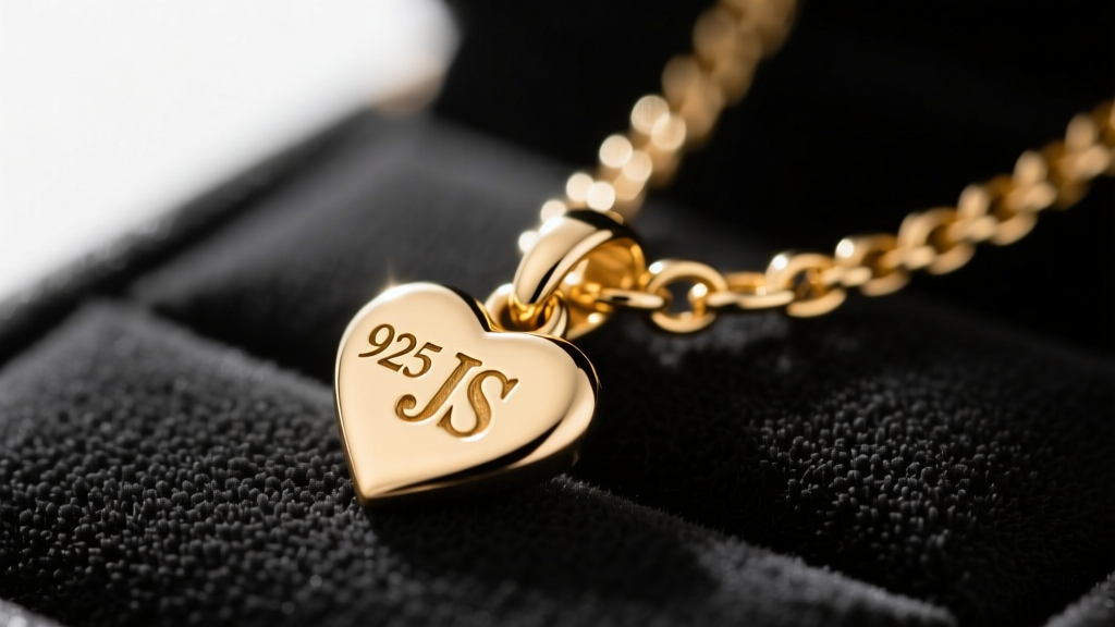 Jewelry loupe examining the 925 hallmark and JS stamp on the lobster clasp of an authentic Open Hearts gold vermeil chain