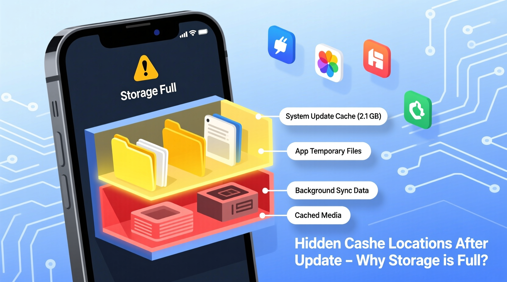 why is my phone storage full after an update hidden cache locations