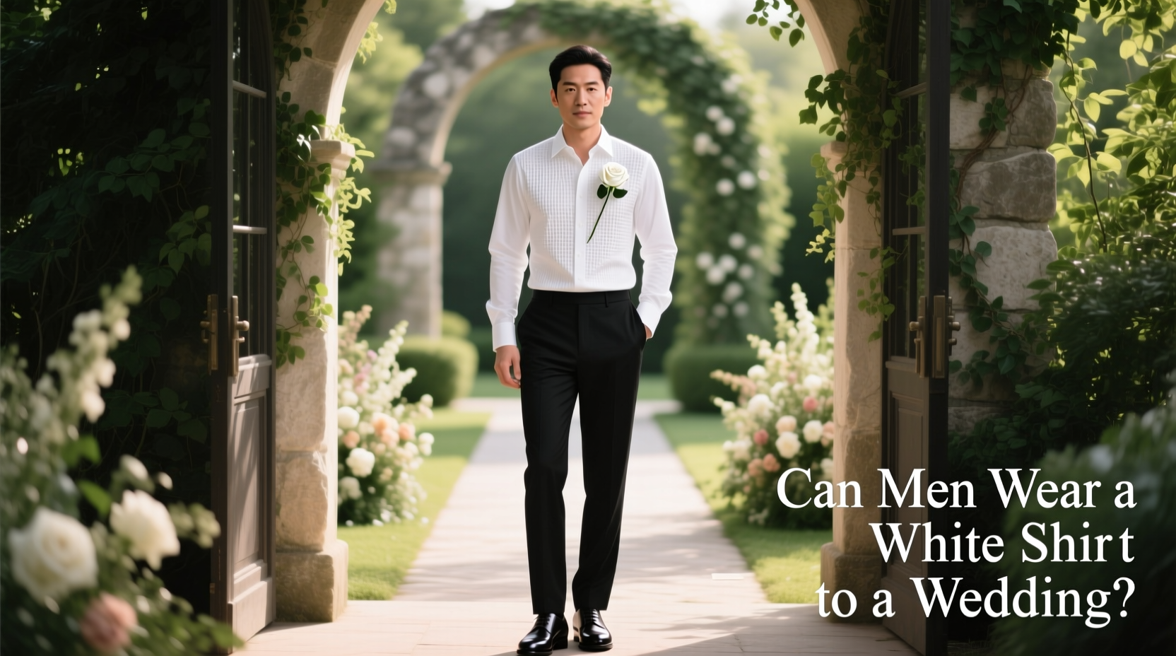 can men wear a white shirt to a wedding