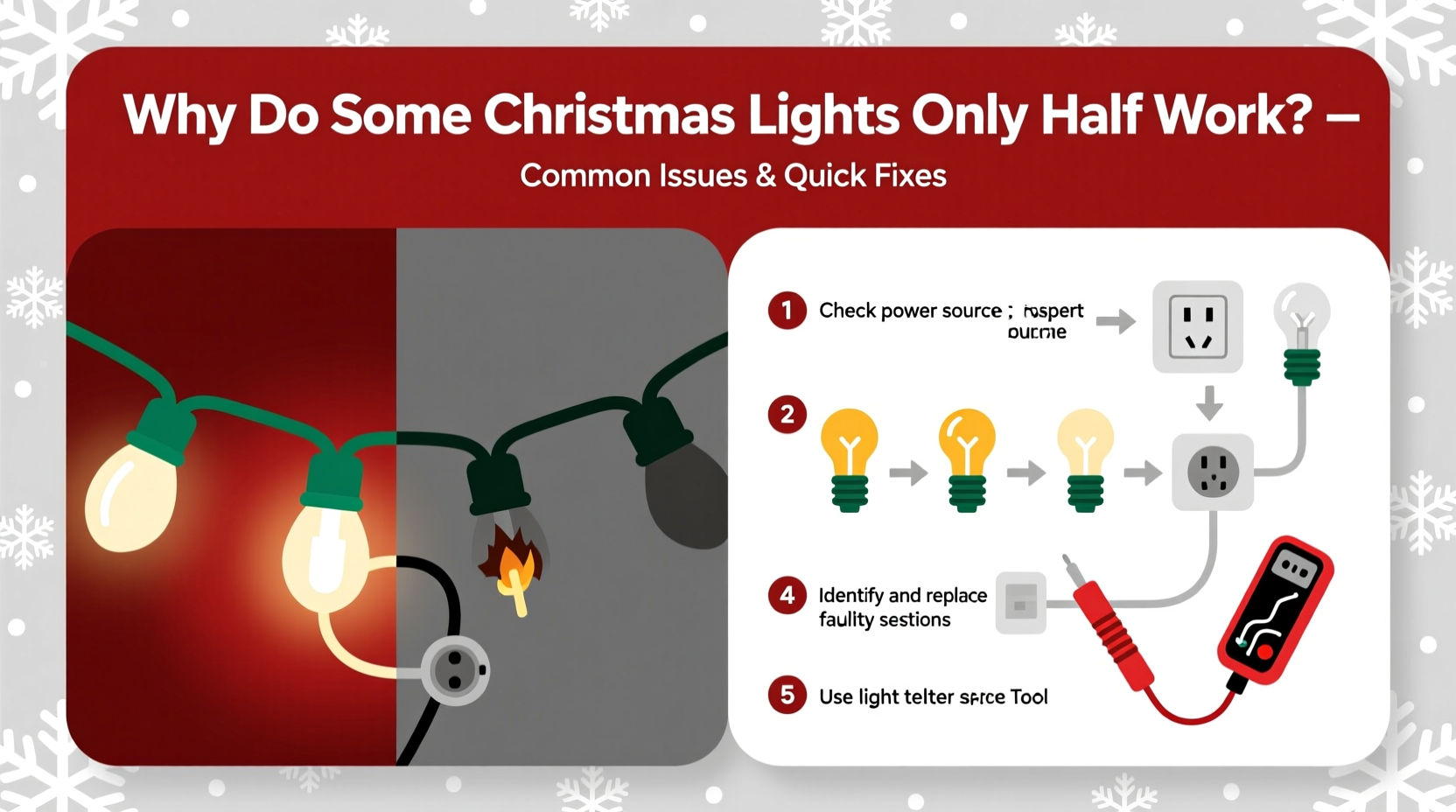 why do some christmas lights only half work troubleshooting common issues