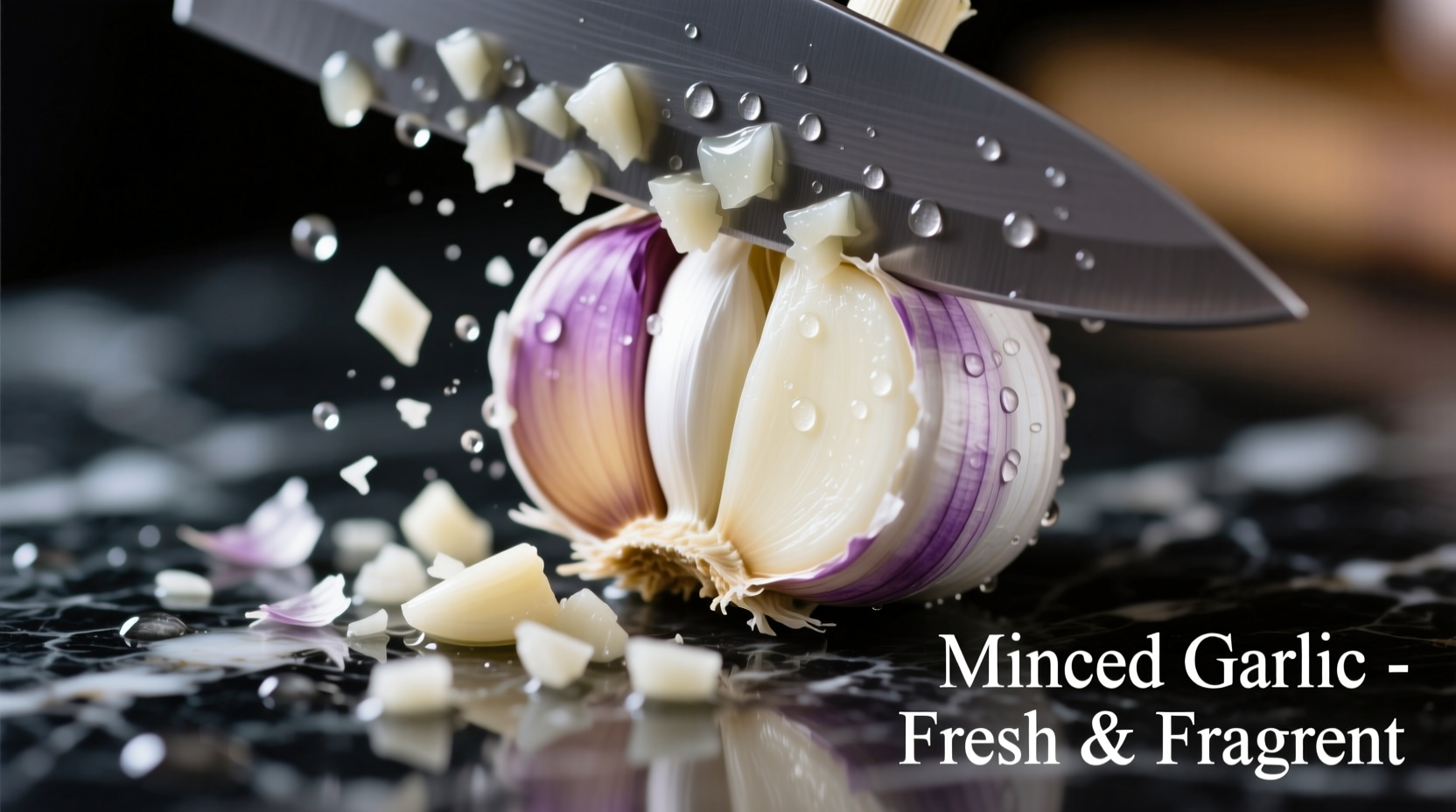 Gehackte Knoblauchzehen auf Schneidebrett