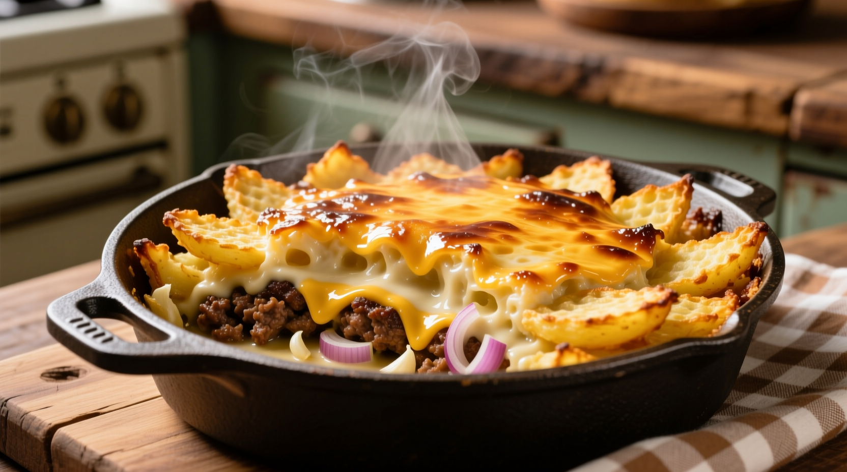 Hamburger potato casserole golden baked dish