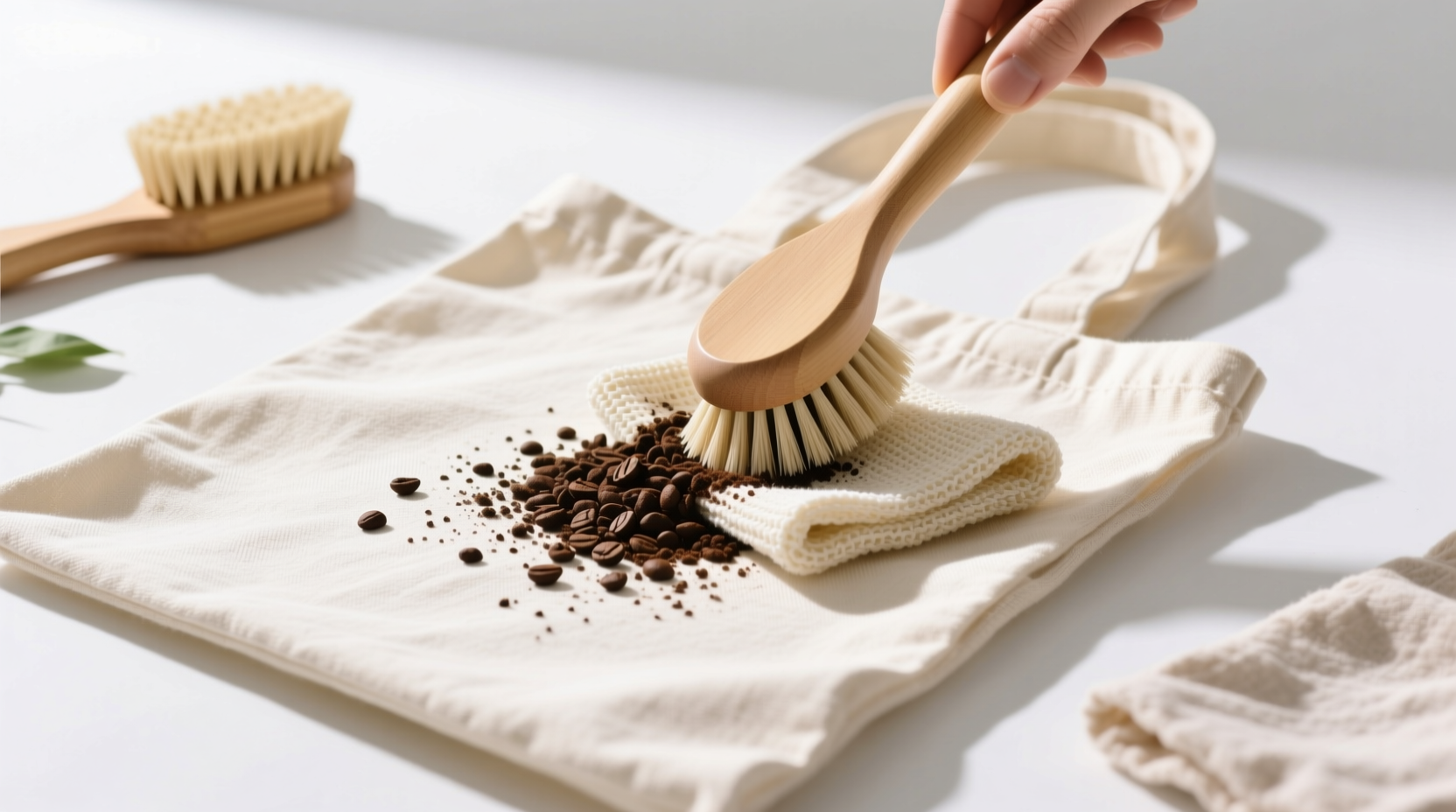 how to remove coffee grounds from canvas tote bags
