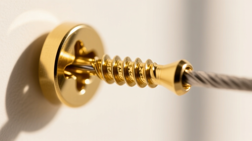 Extreme macro shot of a gold screw back earring threading onto a 16-gauge post, highlighting the precise machined spiral grooves