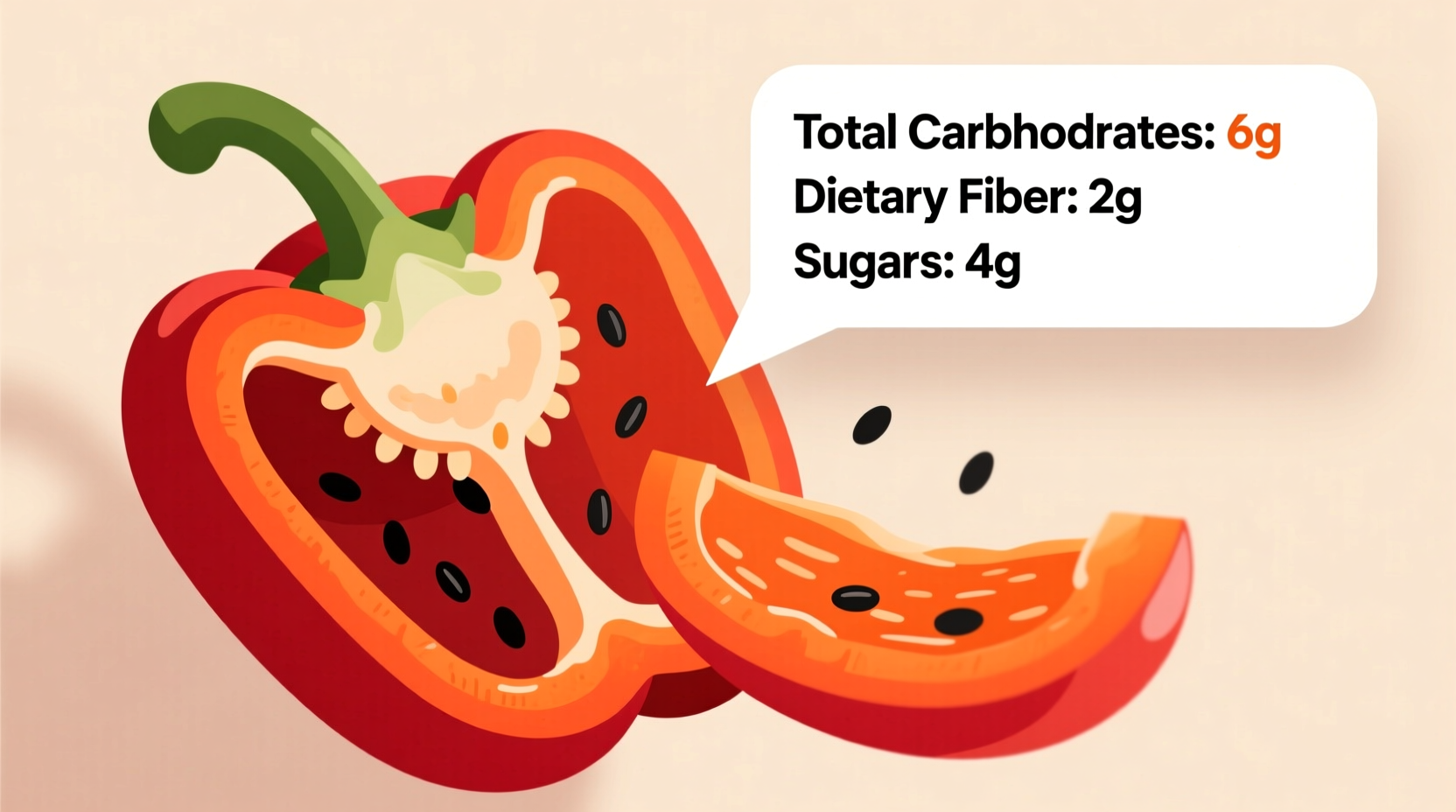 how many carbs in a red pepper