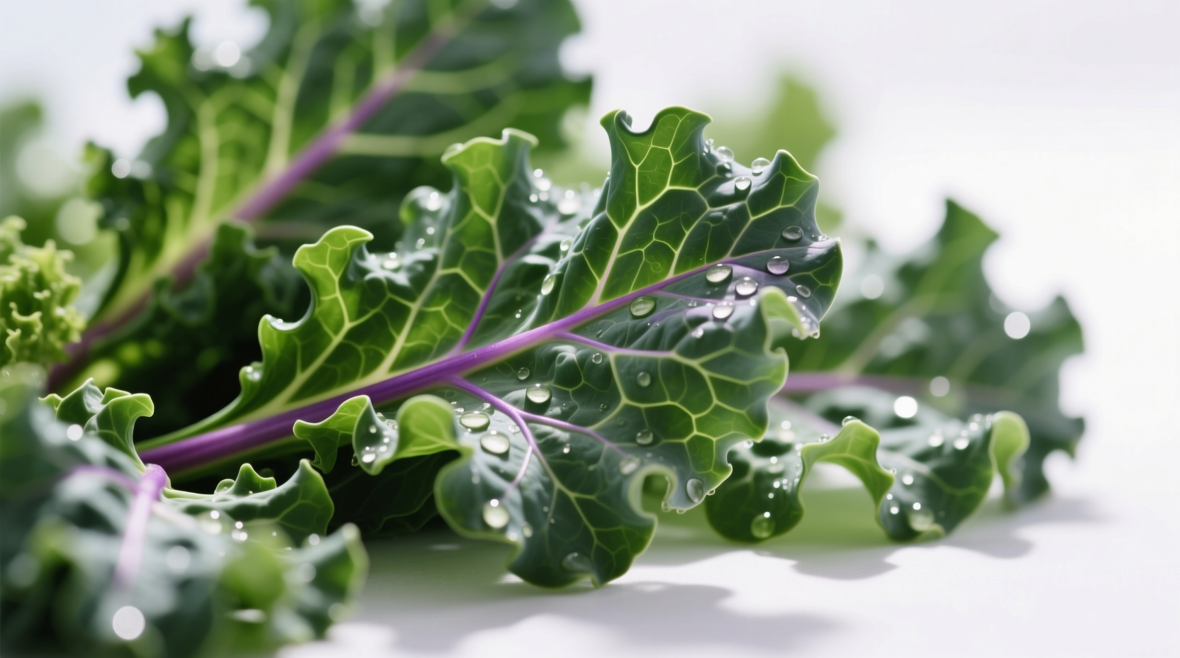 Fresh kale leaves showing texture and color variations