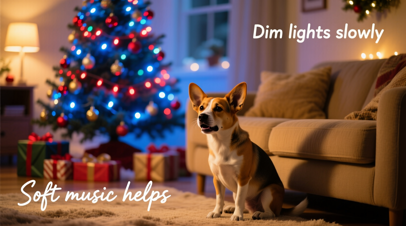 why does my dog whine when the christmas lights turn on calming tips