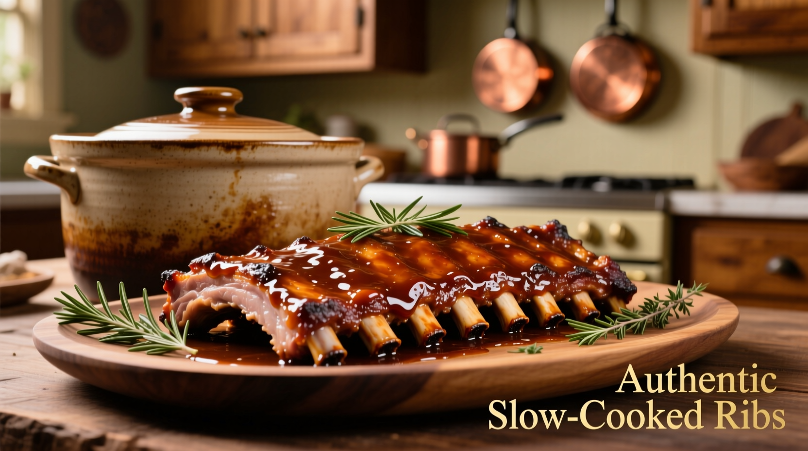 Fall-off-the-bone crock pot ribs on serving platter