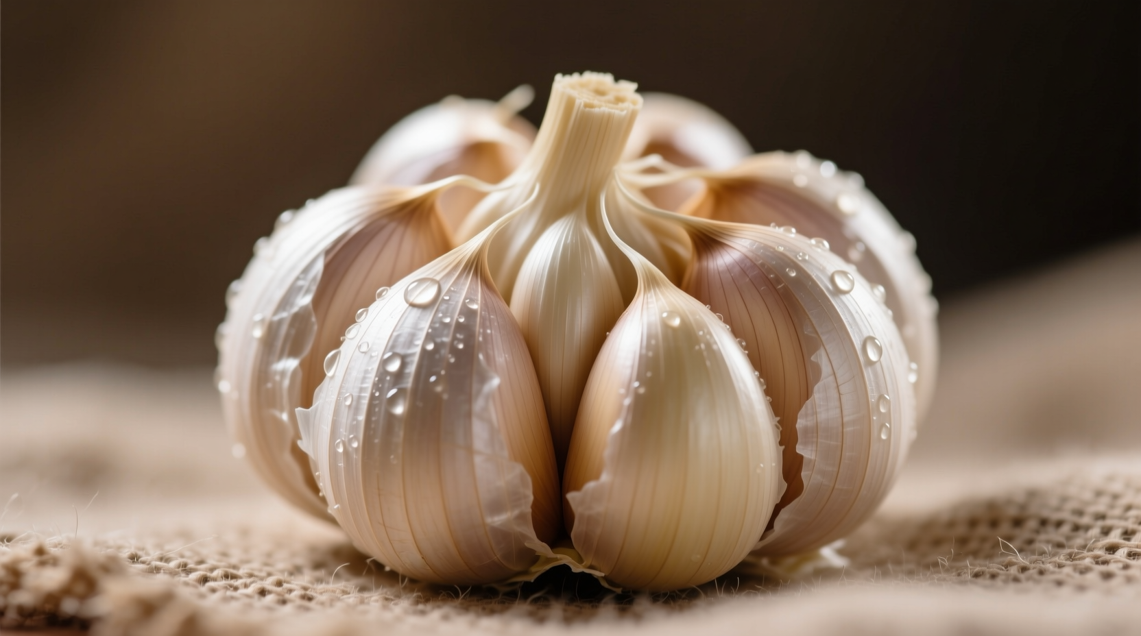 Fresh garlic cloves with skin removed showing individual segments