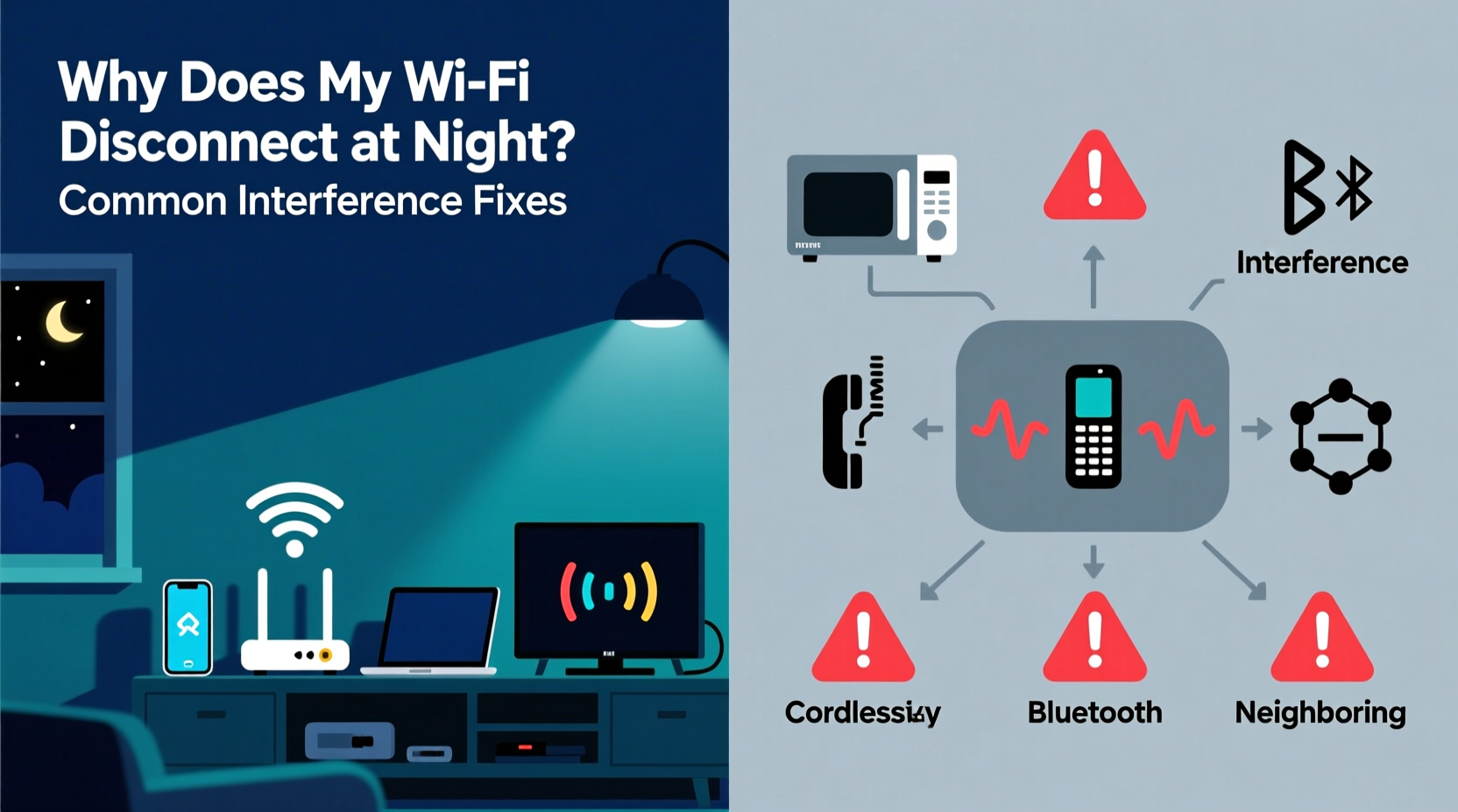 why does my wifi disconnect at night common interference fixes