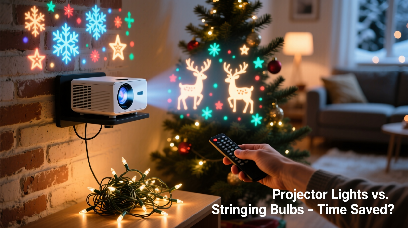 do projector christmas lights save time compared to stringing hundreds of bulbs