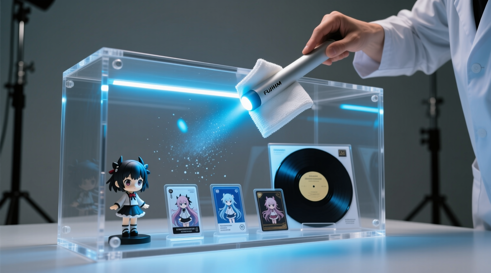 eco friendly cleaning disinfect anime merch display cases