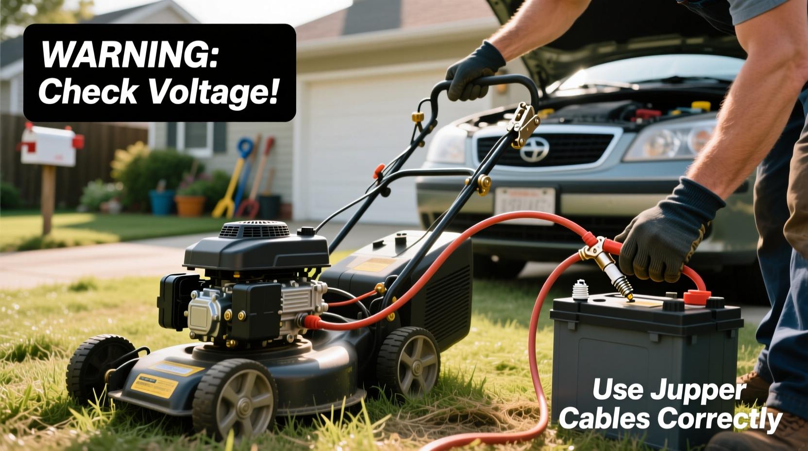 can you jumpstart a lawnmower with a car