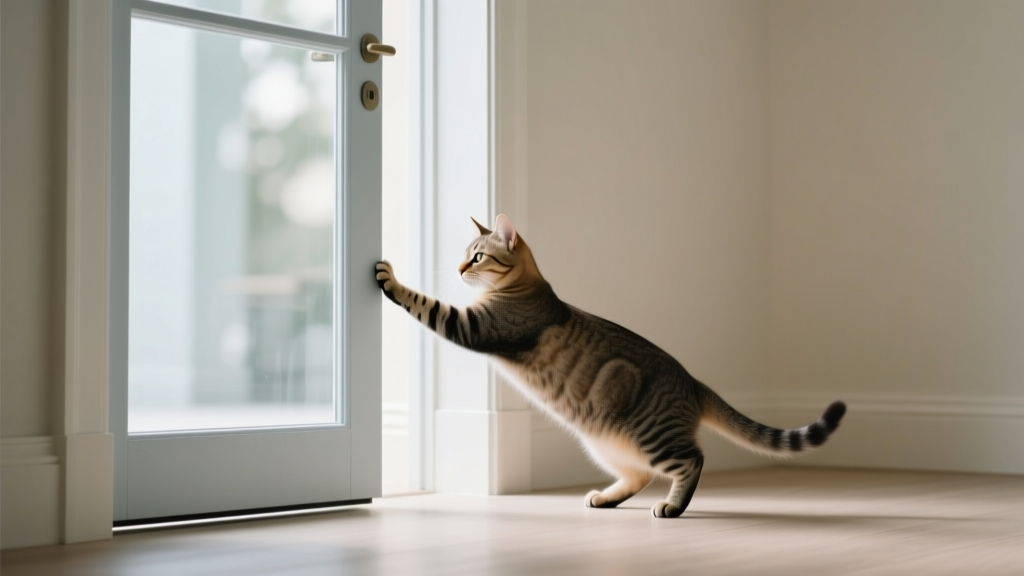 Cat Paw Pushing the Screen Door: Exit Attempt