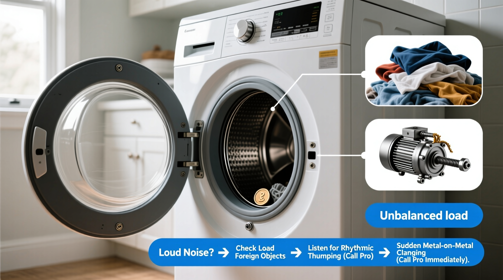 why is my washing machine making loud noises and when to call a repair pro